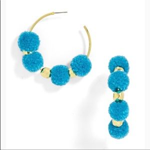 Baublebar Blue Pom Pom Hoop Earrings